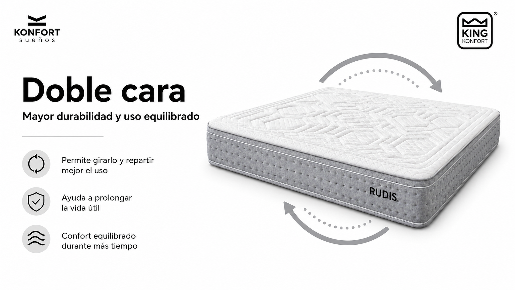 Colchón de muelles ensacados Rudis | King Konfort 10 | KONFORT SUEÑOS KONFORT SUEÑOS | Colchon Rudis doble cara 1