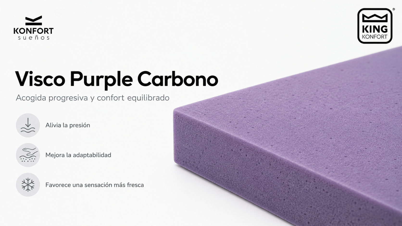 Colchón de muelles ensacados Rudis | King Konfort 5 | KONFORT SUEÑOS KONFORT SUEÑOS | Visco Purple Carbono